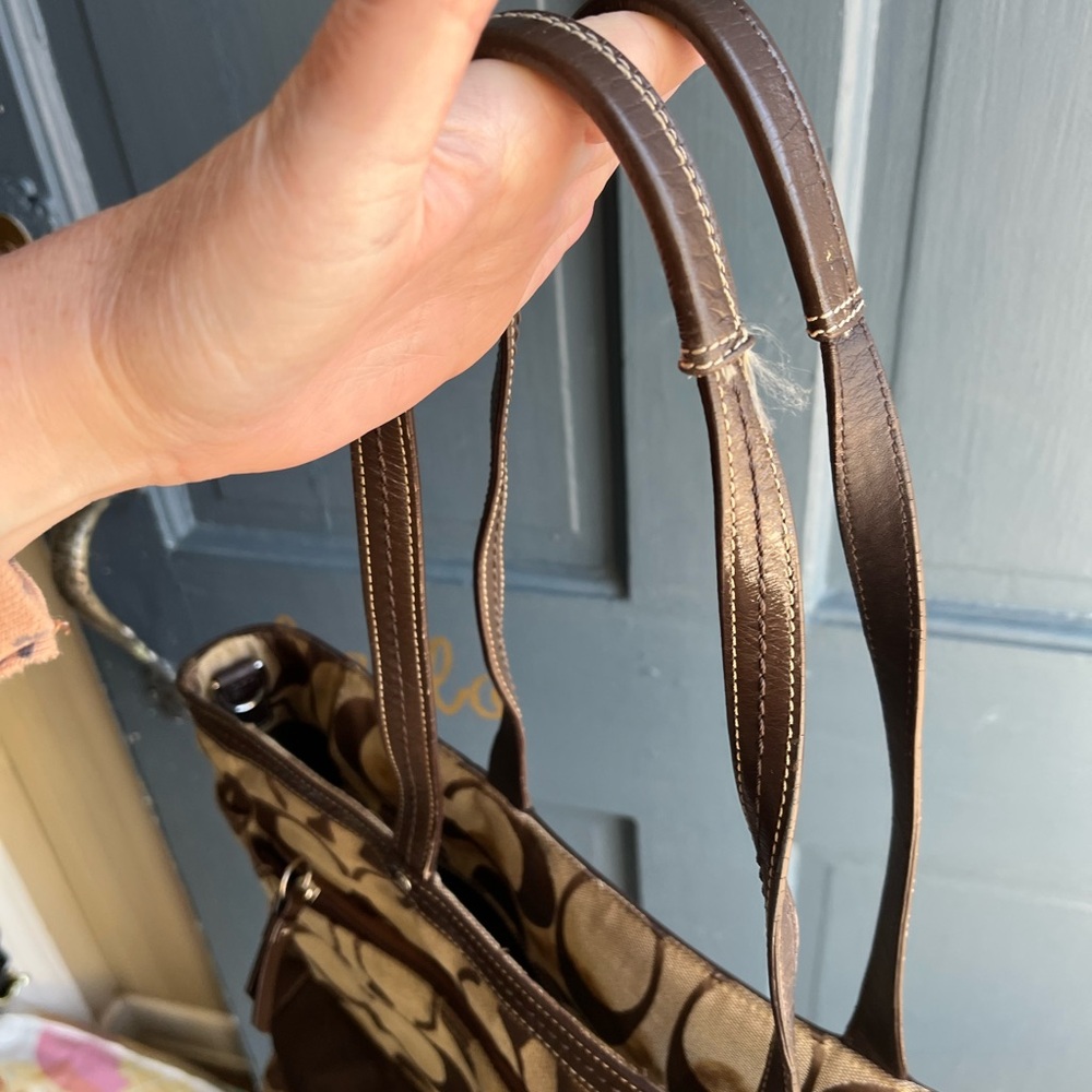 Coach Signature Stripe Canvas Tote Diaper Bag - Picture 9 of 10